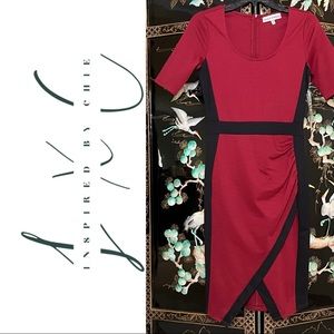 Almost Famous Color-Blocking Ruched Asymmetrical Dress